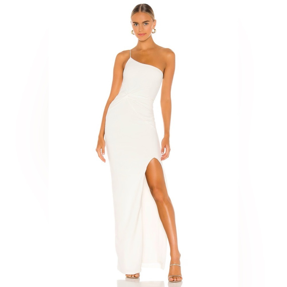 Wedding Nookie Grace White One-Shoulder Maxi Dress Bridal Bachelorette NWT